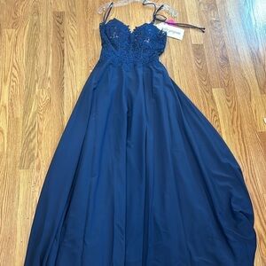 New hello Gorgeous Neptune navy corset upper prom dress gown women’s size 2